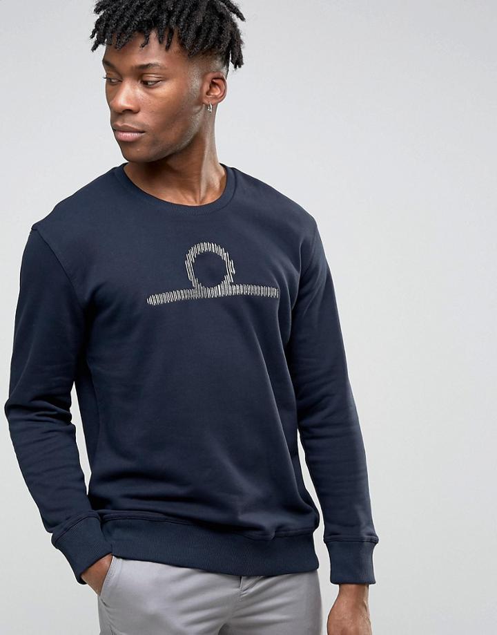 Waven Embroidery Motif Sweater - Navy