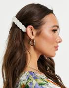 Asos Design Barrette In White Pearl Design-gold