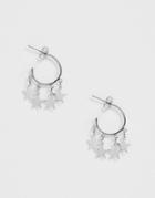 Pieces Mini Hoops With Star Drops In Silver - Silver
