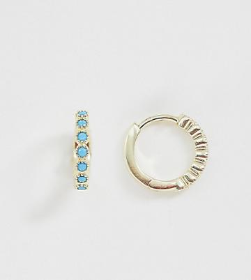 Galleria Armadoro Gold Plated Multi Dots Turquoise Huggie Hoop Single Earring - Gold