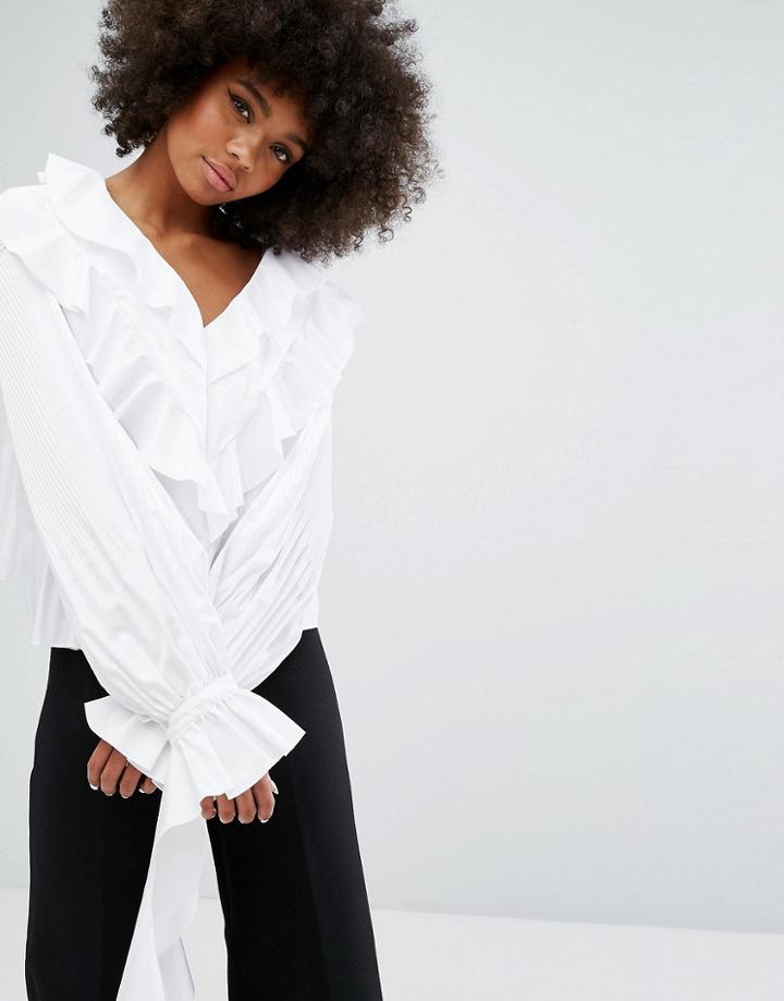 Style Mafia Frill Detail Woven Top - White