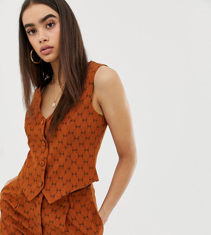 Unique21 Repeat Bow Print Vest - Brown
