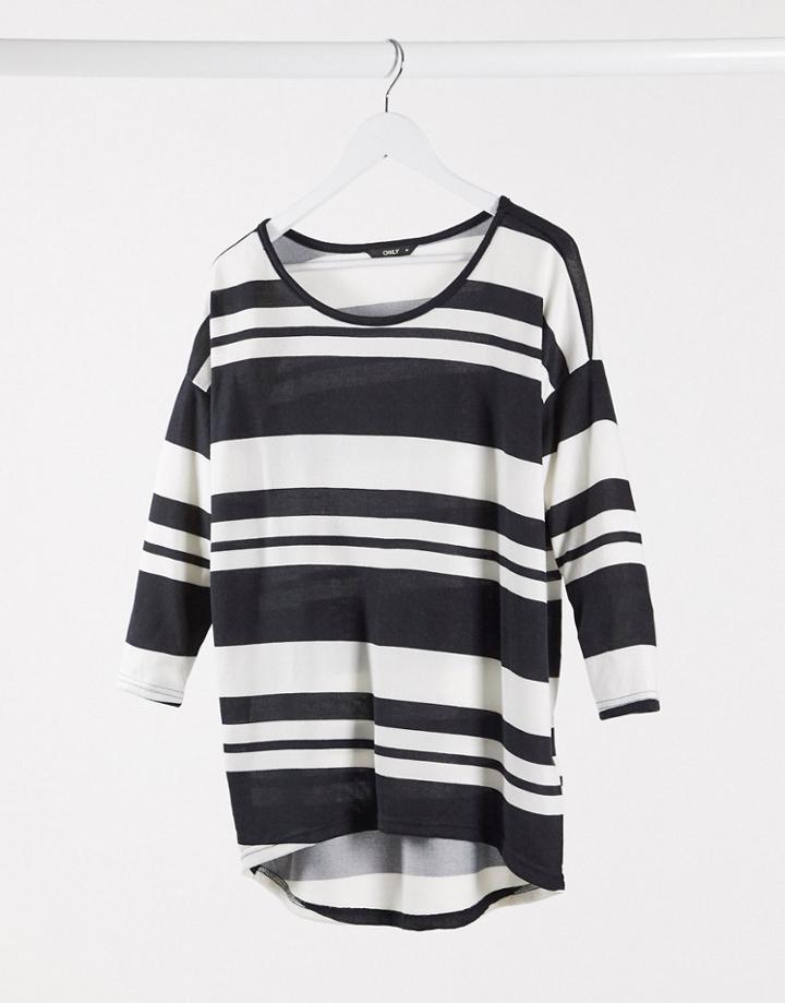Only Elcos Stripe Longline Top In Black