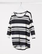 Only Elcos Stripe Longline Top In Black