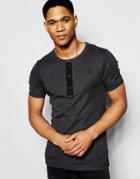 G-star T-shirt Ramic Grandad Fabric Placket In Black - Black