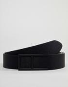 Asos Design Smart Faux Leather Slim Belt In Black With Matte Black Box Buckle - Black