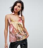 River Island Cami Top In Pink Print - Pink