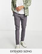 Asos Design Skinny Chinos With Pin Tucks In Charcoal-gray