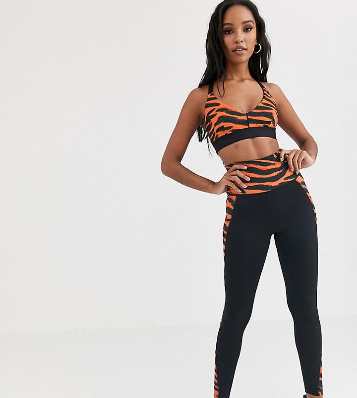 Wolf & Whistle Legging With Zebra Panel In Black