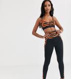 Wolf & Whistle Legging With Zebra Panel In Black