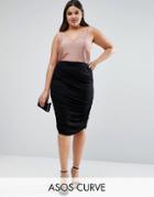 Asos Curve Pencil Skirt With Ruched Side - Black
