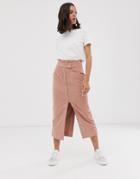 Asos Design Zip Front Pencil Skirt In Cord-pink