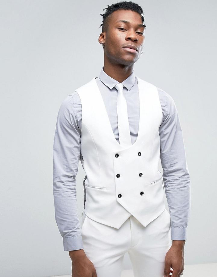 Noose & Monkey Super Skinny Vest - White