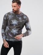 Hype Holidays Sweatshirt In Black With Snow Print - Black