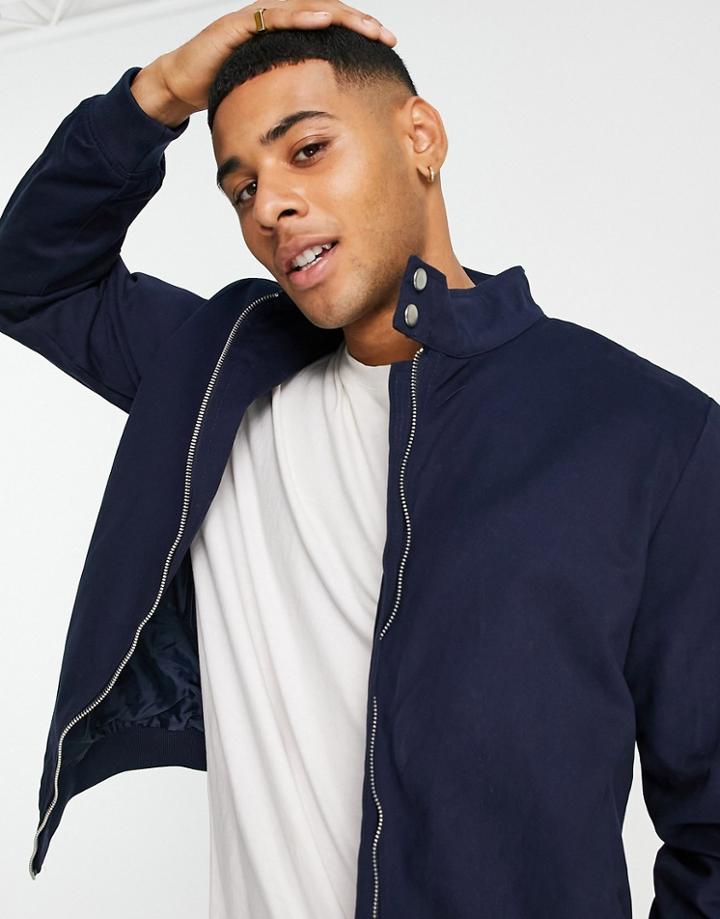 New Look Funnel Neck Harrington Jacket In Navy