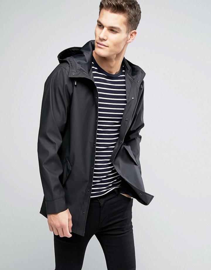 Asos Shower Resistant Rain Coat In Black - Black