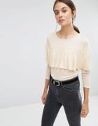 Vero Moda Jersey Ruffle Top - Cream