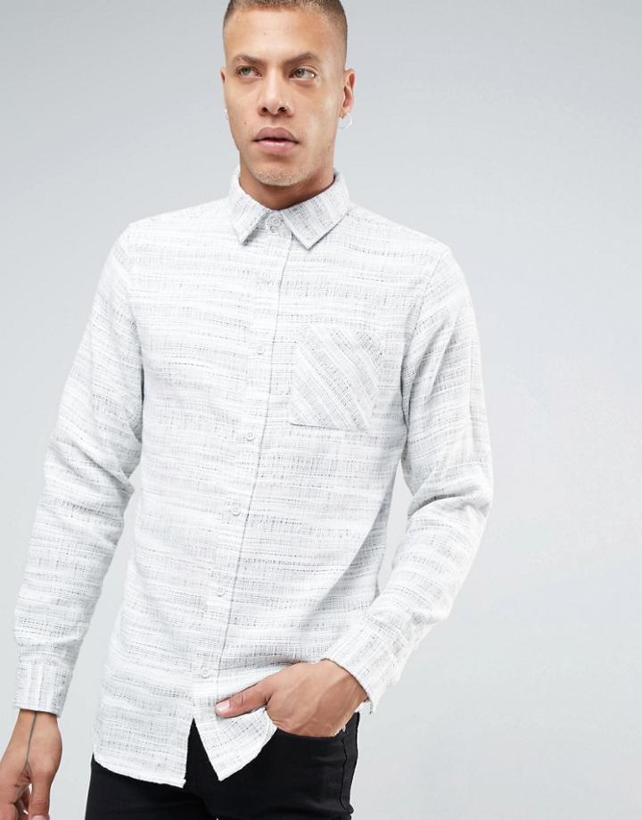 Adpt Shirt With Pocket In Hetched Fabric Detail - Gray