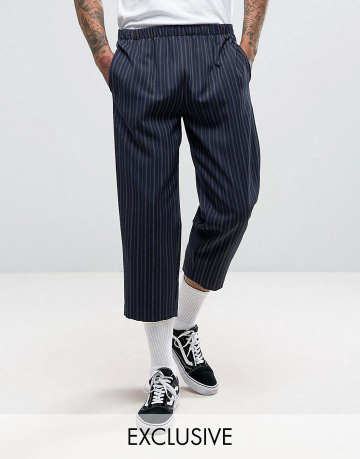 Reclaimed Vintage Inspired Relaxed Pants In Stripe - Navy