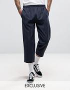 Reclaimed Vintage Inspired Relaxed Pants In Stripe - Navy