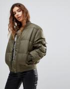 Cheap Monday Risky Quilted Bomber - Green