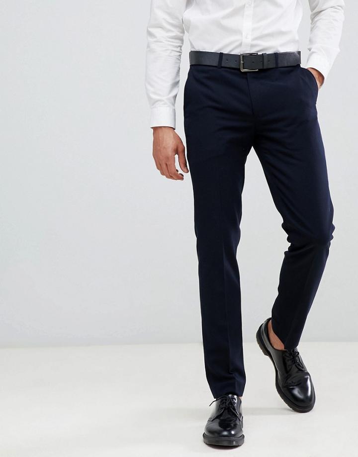 Farah Hampton Hopsack Slim Fit Suit Pants - Navy