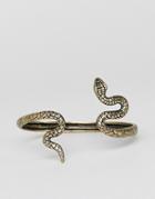 Asos Design Arm Cuff With Snake In Burnished Gold - Gold