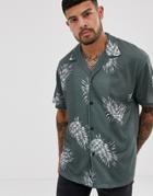 Jack & Jones Premium Printed Short Sleeve Shirt In Green