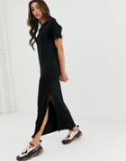 Asos Design Maxi T-shirt Dress With High Split - Black