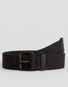 Asos Slim Black Woven Belt With Distressing - Black