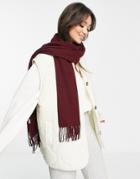 Topshop Recycled Blend Supersoft Scarf With Tab In Burgundy-red