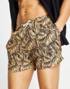 New Look Floral Print Shorter Length Swim Shorts In Burnt Orange