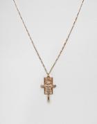 Chained & Able Gold Crucifix Figaro Bunch Necklace - Gold