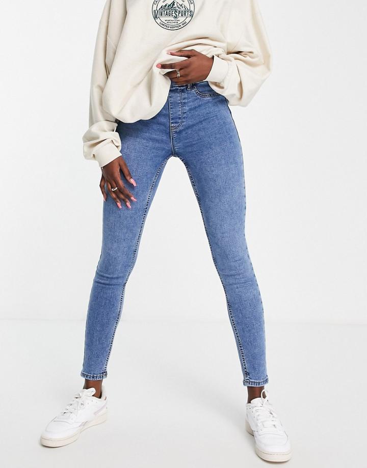 New Look Lift & Shape Skinny Jeggings In Mid Blue