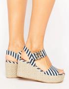 Love Moschino Stripe Wedge Sandals - Blue