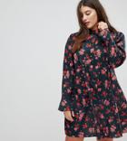 Asos Curve Shirt Dress In Dark Floral - Multi