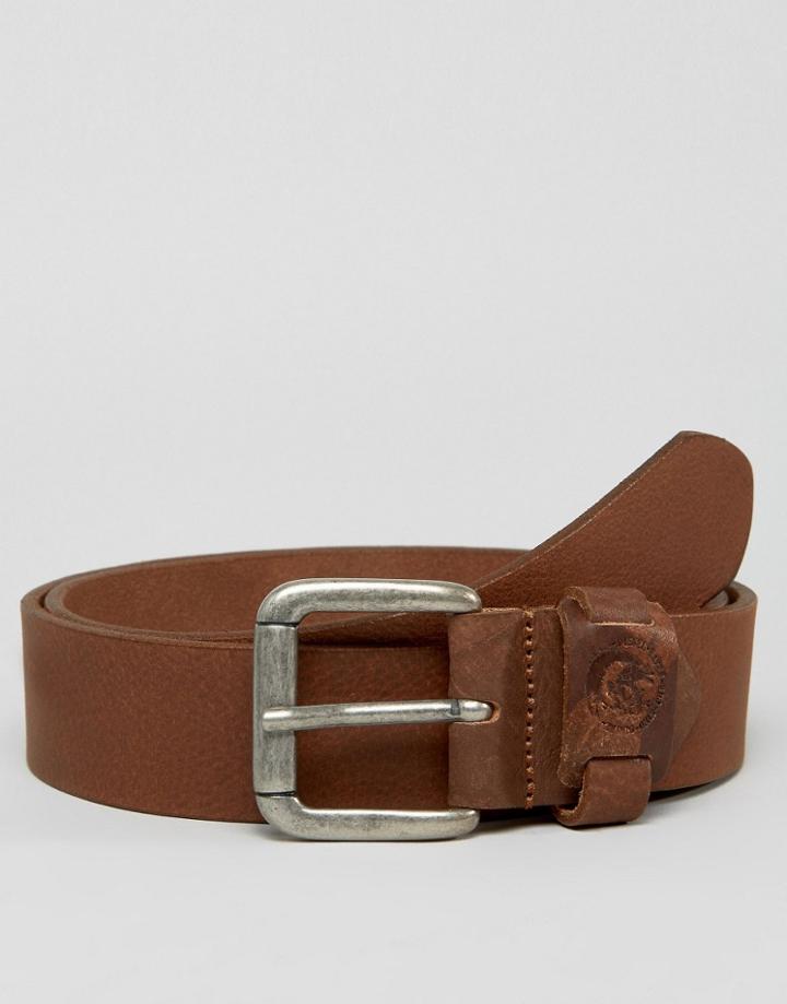 Diesel B-fore-u Leather Logo Keeper Belt Brown - Brown