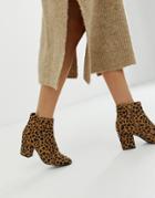New Look Block Heel Boot In Cheetah Print - Brown