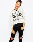 Brat + Suzie Fairisle Long Sleeve Holidays Hoodie - Cream Multi