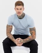Asos Design Organic Muscle Fit Crew Neck T-shirt In Blue