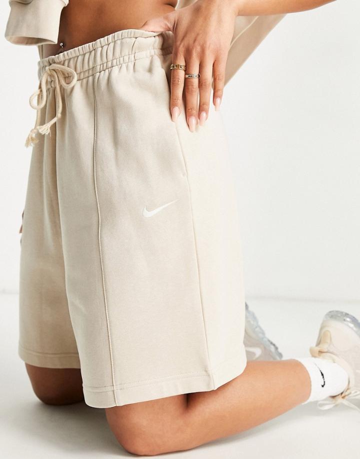 Nike Collection Fleece High Waist Shorts In Sand-neutral