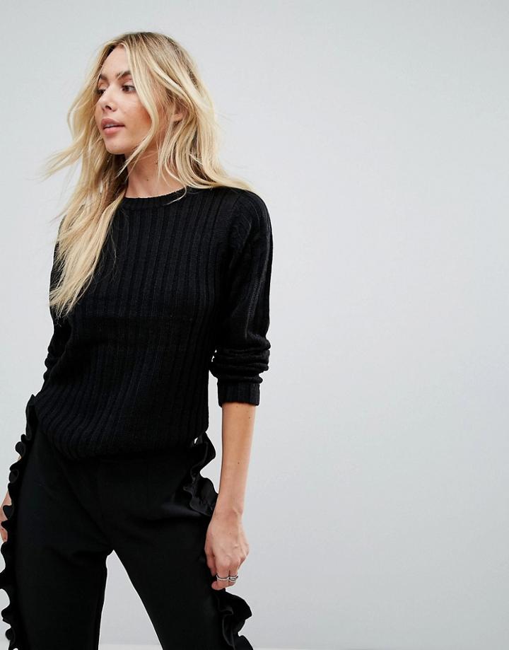 Brave Soul Basic Rib Sweater - Black
