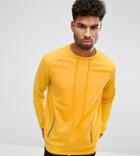 Asos Tall Oversized Longline Sweatshirt With Drawcord Neck & Zip Pockets - Yellow