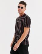 Only & Sons T-shirt In Black Vertical Stripe-navy