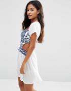 Asos Mosaic Embroidered Cut Out Beach Dress