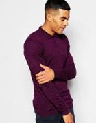 Asos Fitted Fit Knitted Polo In Cotton - Burgundy Nepp