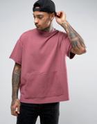 Asos Oversized Short Sleeve Sweatshirt - Pink