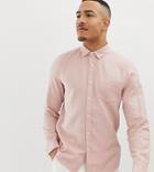 Asos Design Tall Regular Fit Pink Flannel Marl Shirt