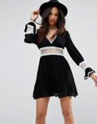 Missguided Crochet Insert Swing Dress - Black