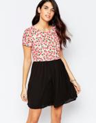 Sugarhill Boutique Dress In Pear Print With Contrast Skirt